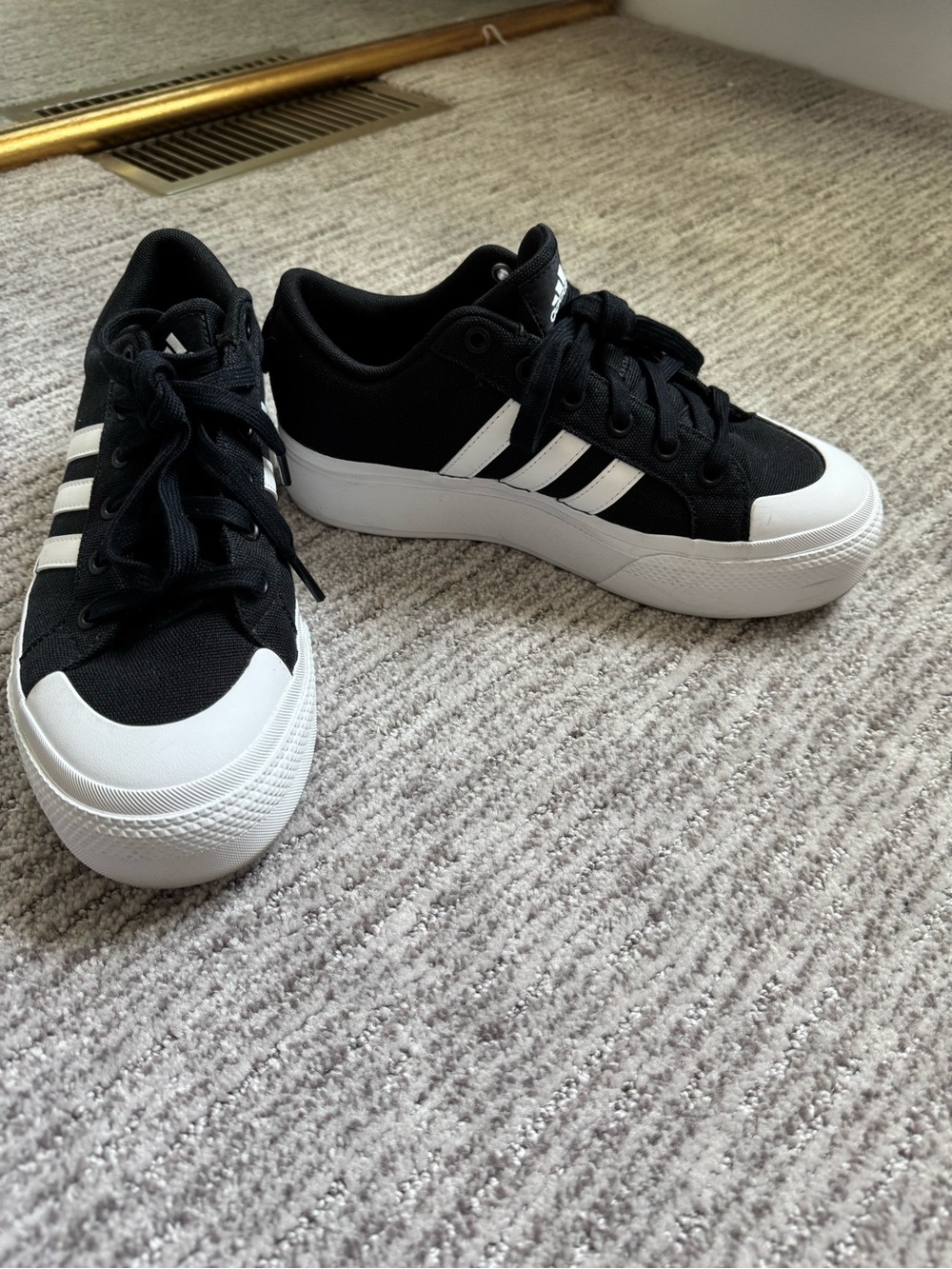 adidas Black and White Platform Lace-Up Sneakers